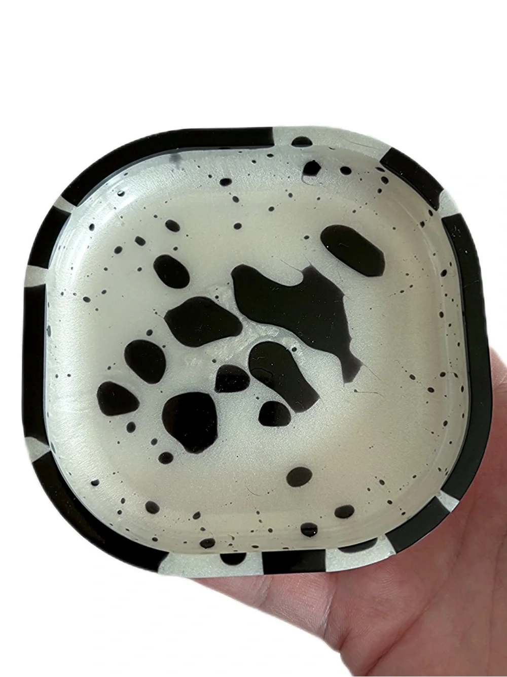 Handmade Resin Coasters / Trinket Trays Black and White Splatter